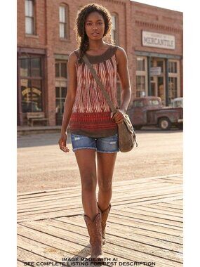 2008 Express Tunic Top L Boat Neck McBling Flowy Tribal Going Out Y2K Festival